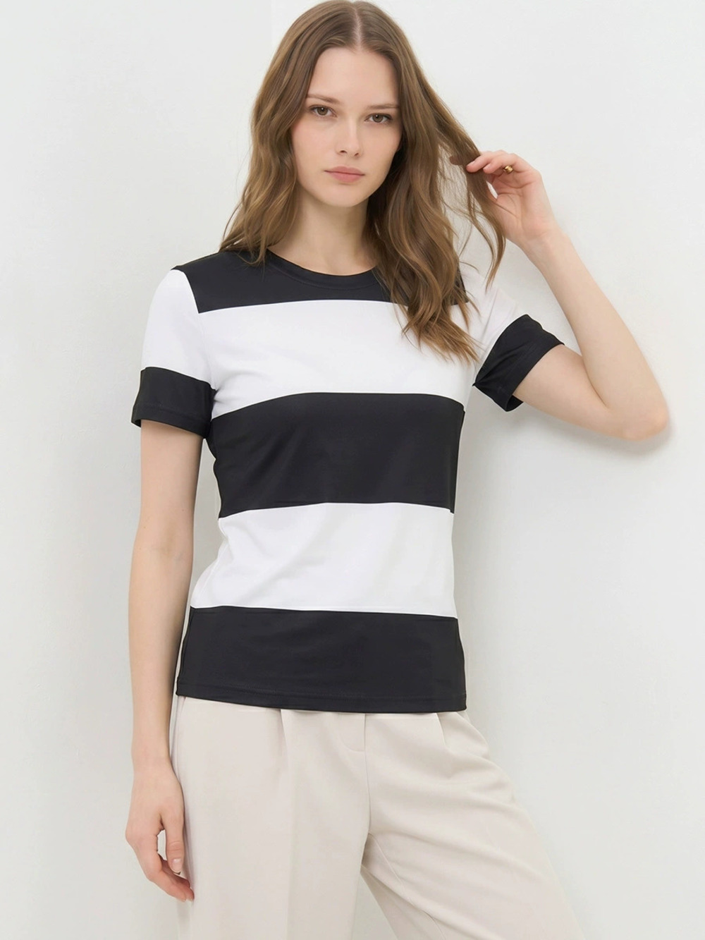 ZARA Fashion Striped Tee Summer Russian Style Slim Fit Short Sleeve Top
